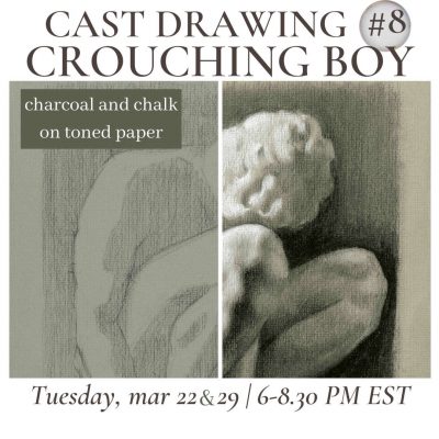 cast drawing 8 michelangelo crouching boy charcoal and toned paper