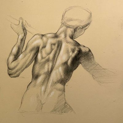 Michelangelo: Male Back With a Flag