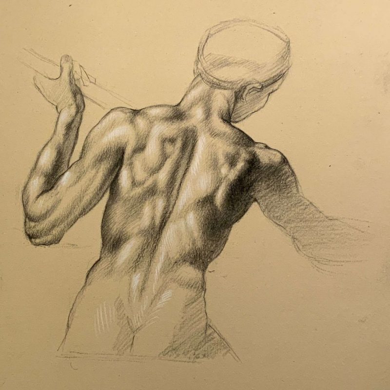 Michelangelo: Male Back With a Flag