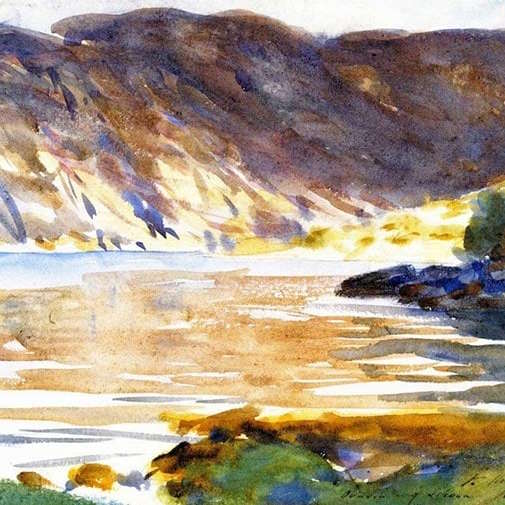 roberto-osti-drawing-John-Singer-Sargent-Loch-Moidart-Inverness-Shire-Scotland-View-from-Shore-1896