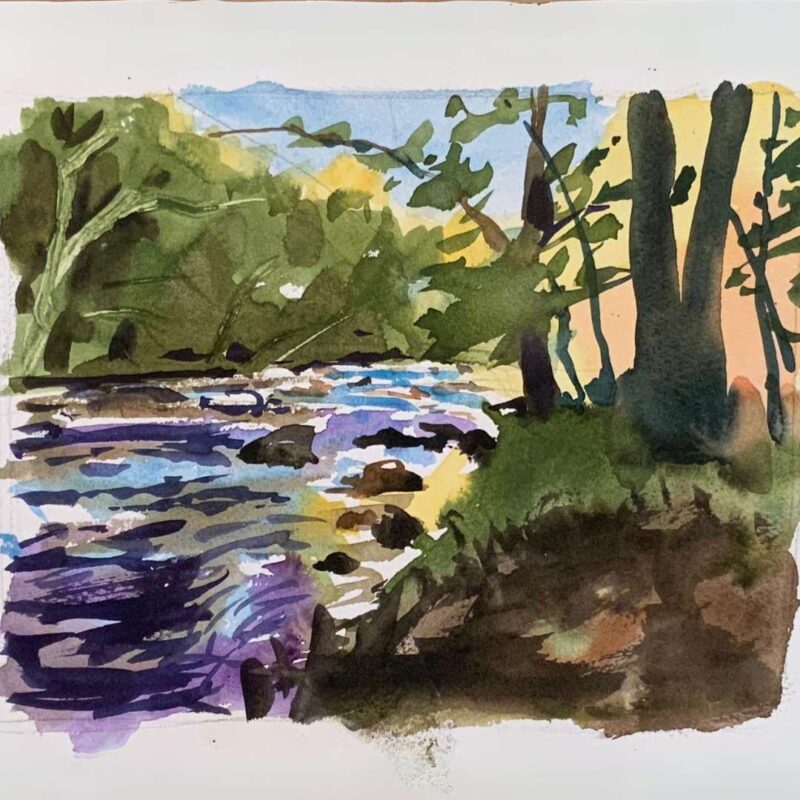Raritan River Gorges by Roberto Osti, New Renaissance Atelier - Watercolor on paper