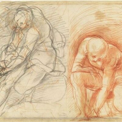 Jacopo Pontormo, Two studies of a leaning figure, preparatory work for St John the Baptist in the wilderness